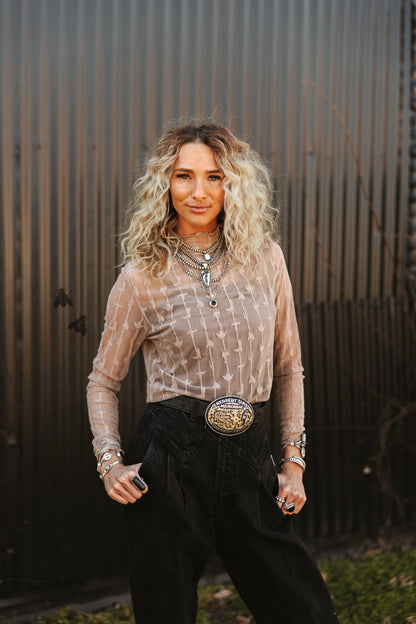 Lariat Lace Long Sleeve Bone