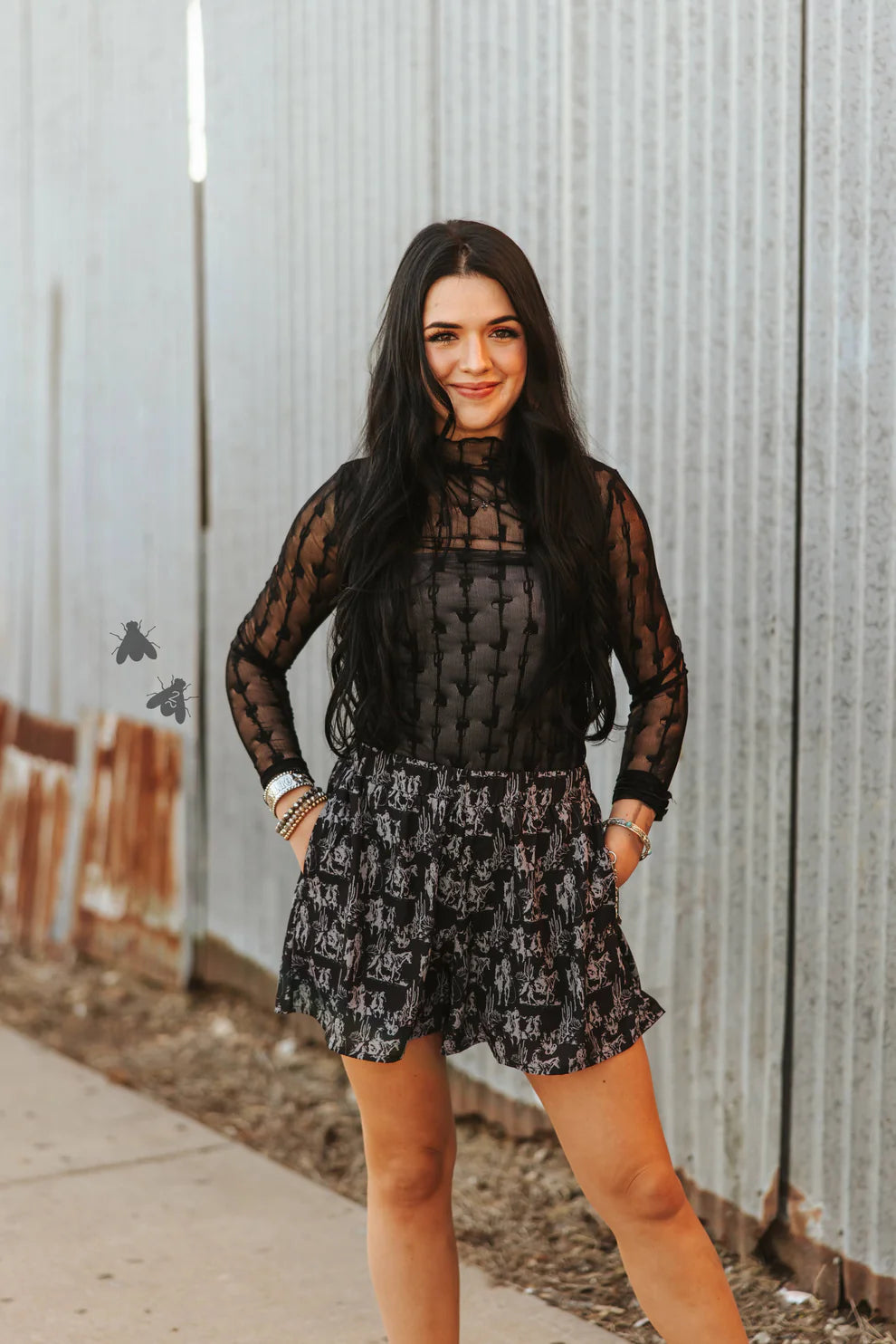Midnight Black Lariat Lace Long Sleeve