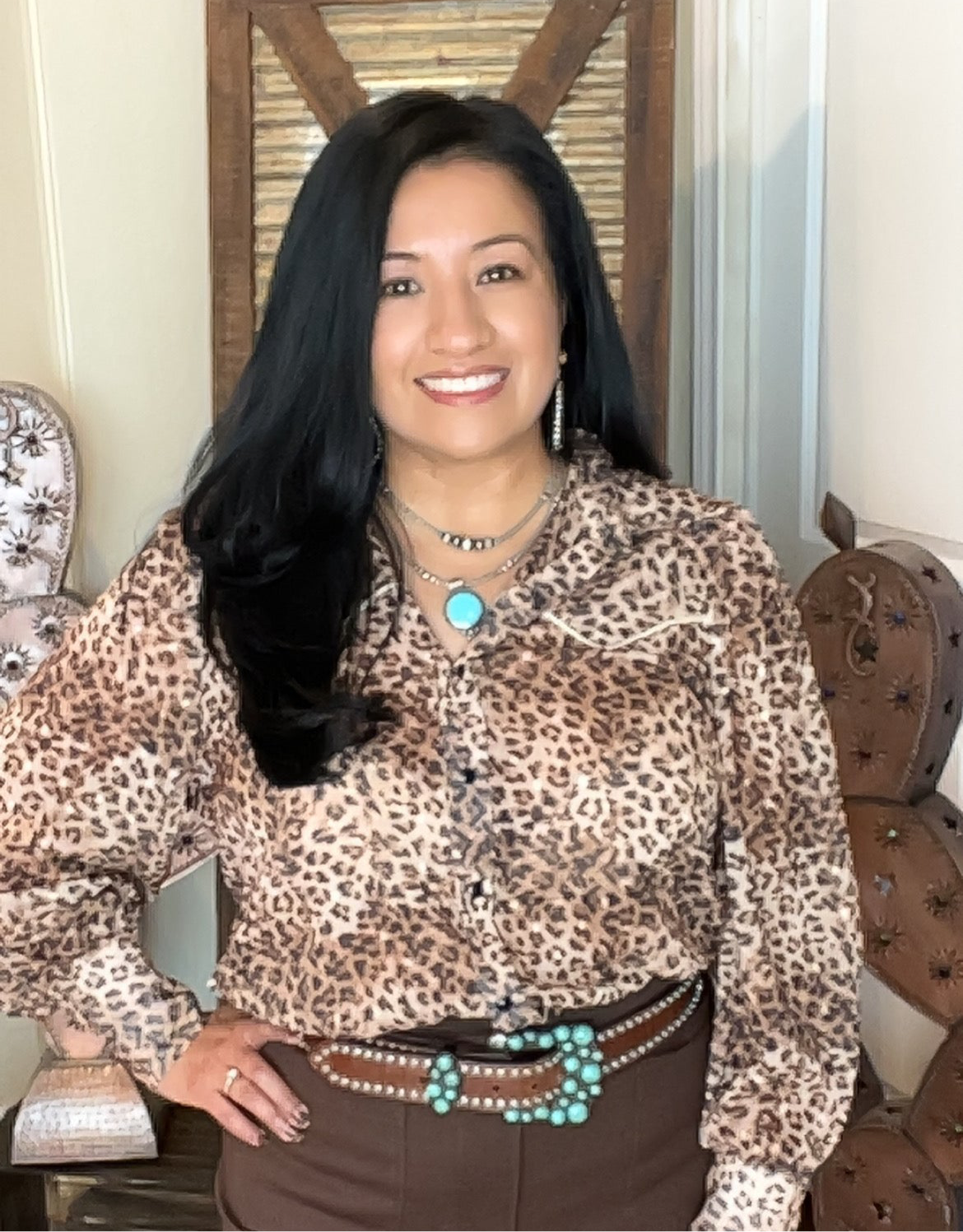 Western Wild Leopard Button Up