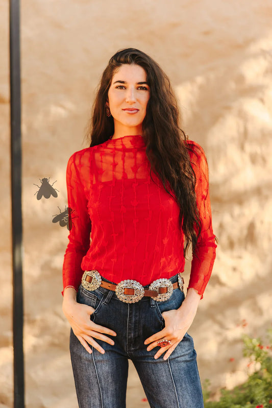 Red Lariat Lace Long Sleeve