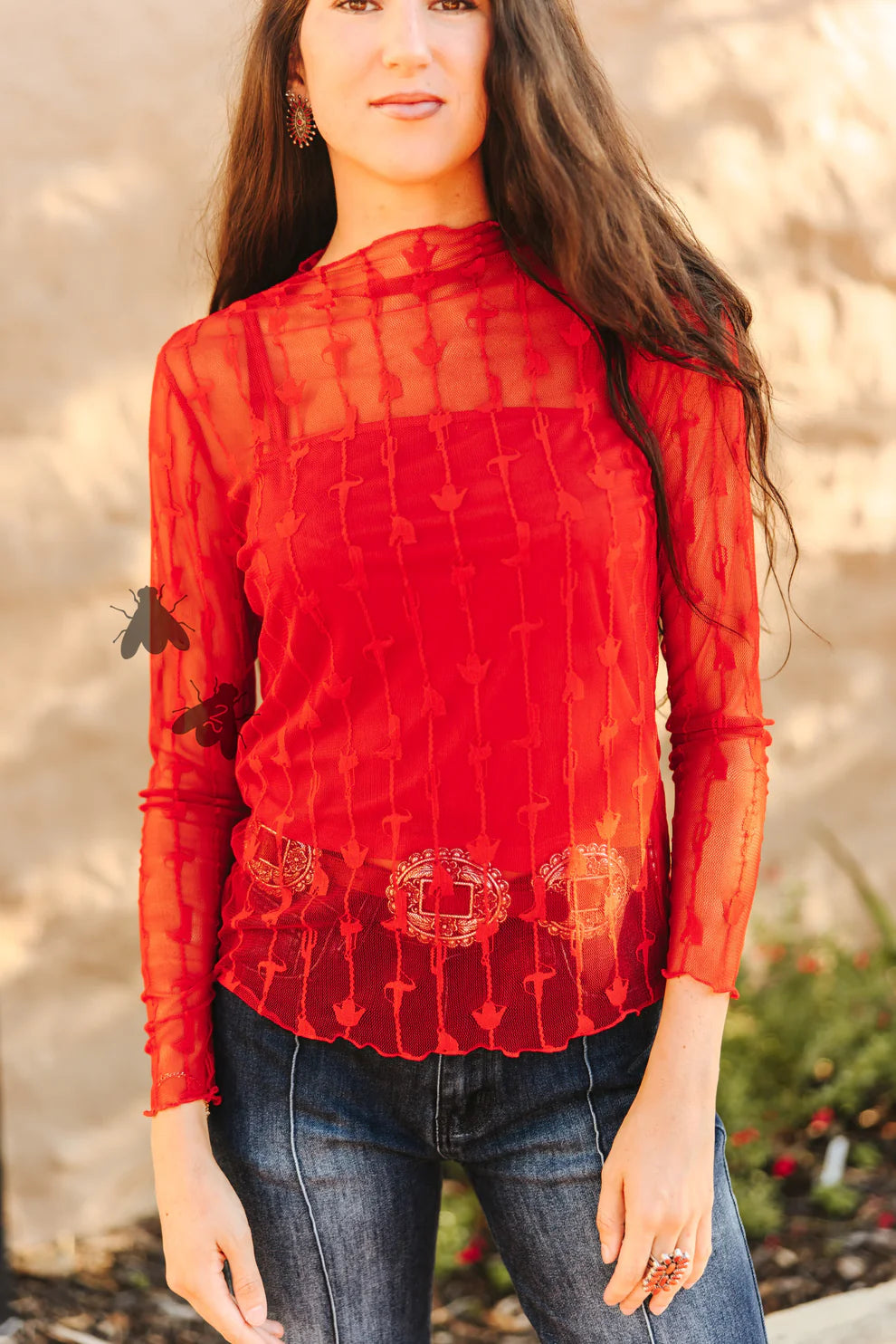Red Lariat Lace Long Sleeve