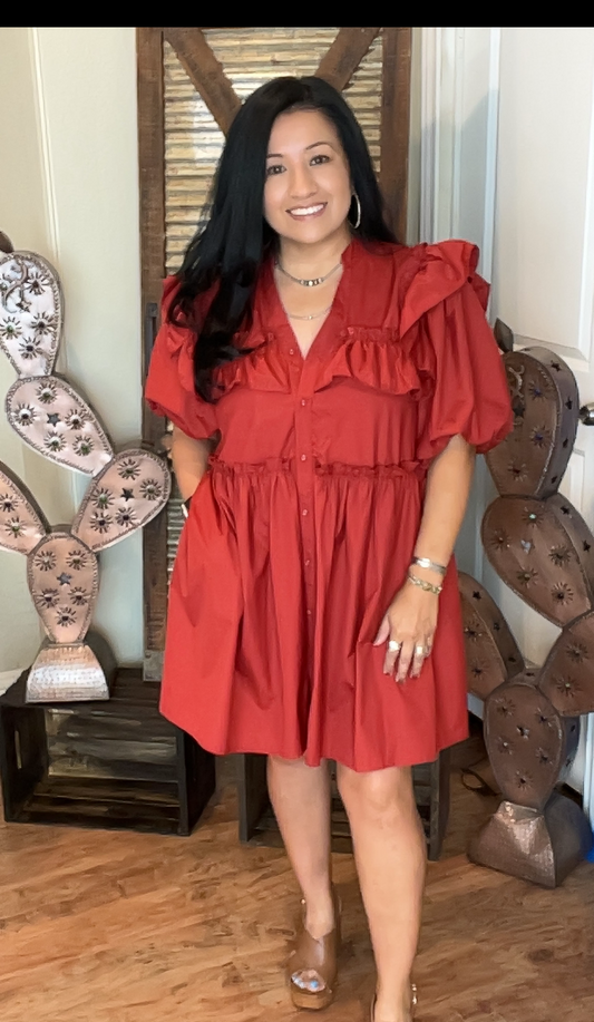 Brick Ruffle Dress
