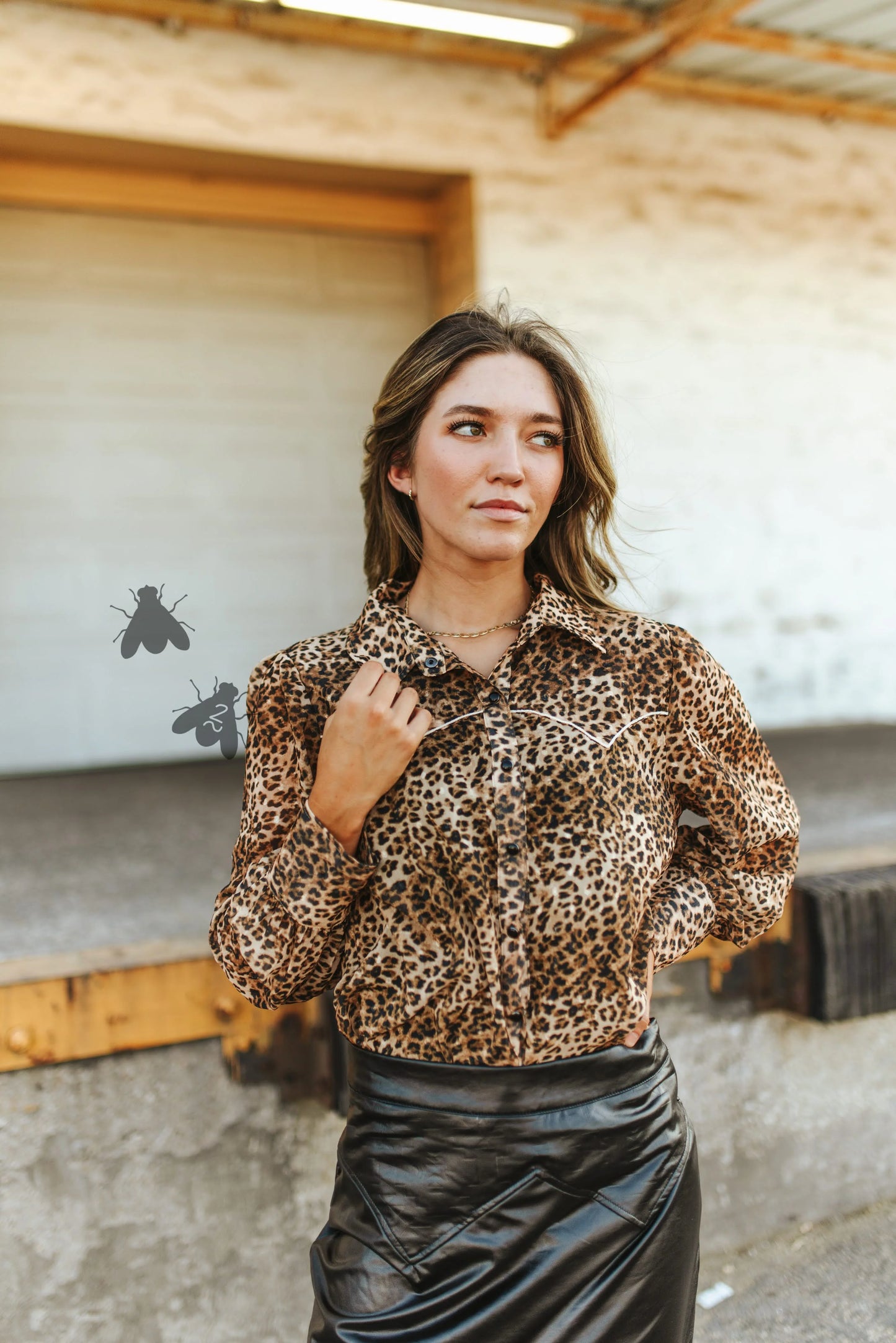 Western Wild Leopard Button Up