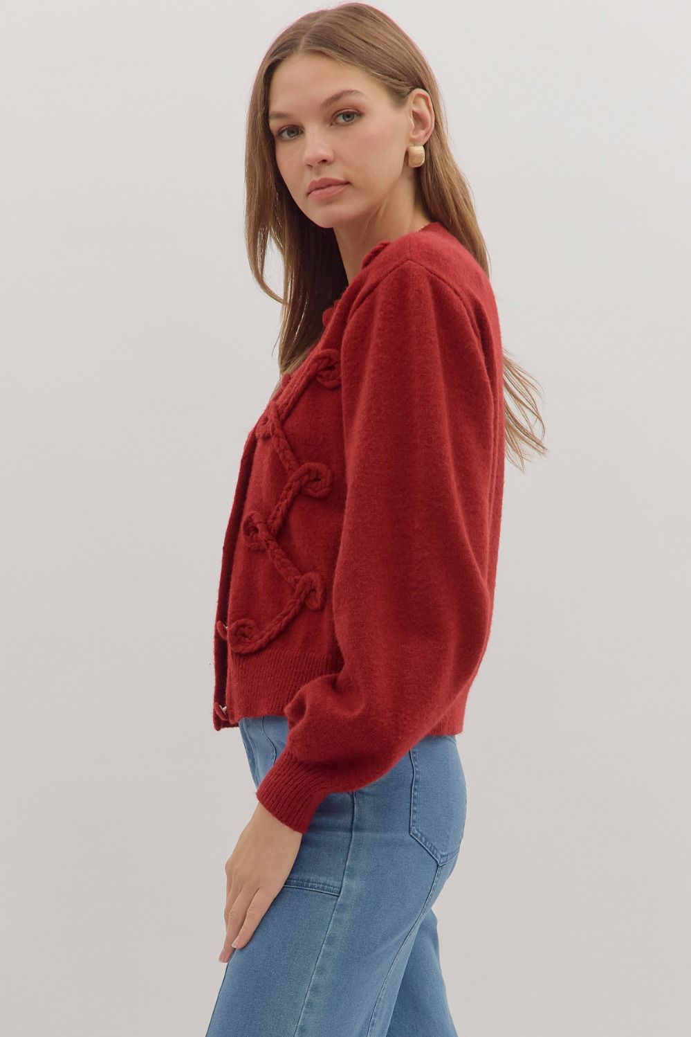 Entro Red Button Up Sweater