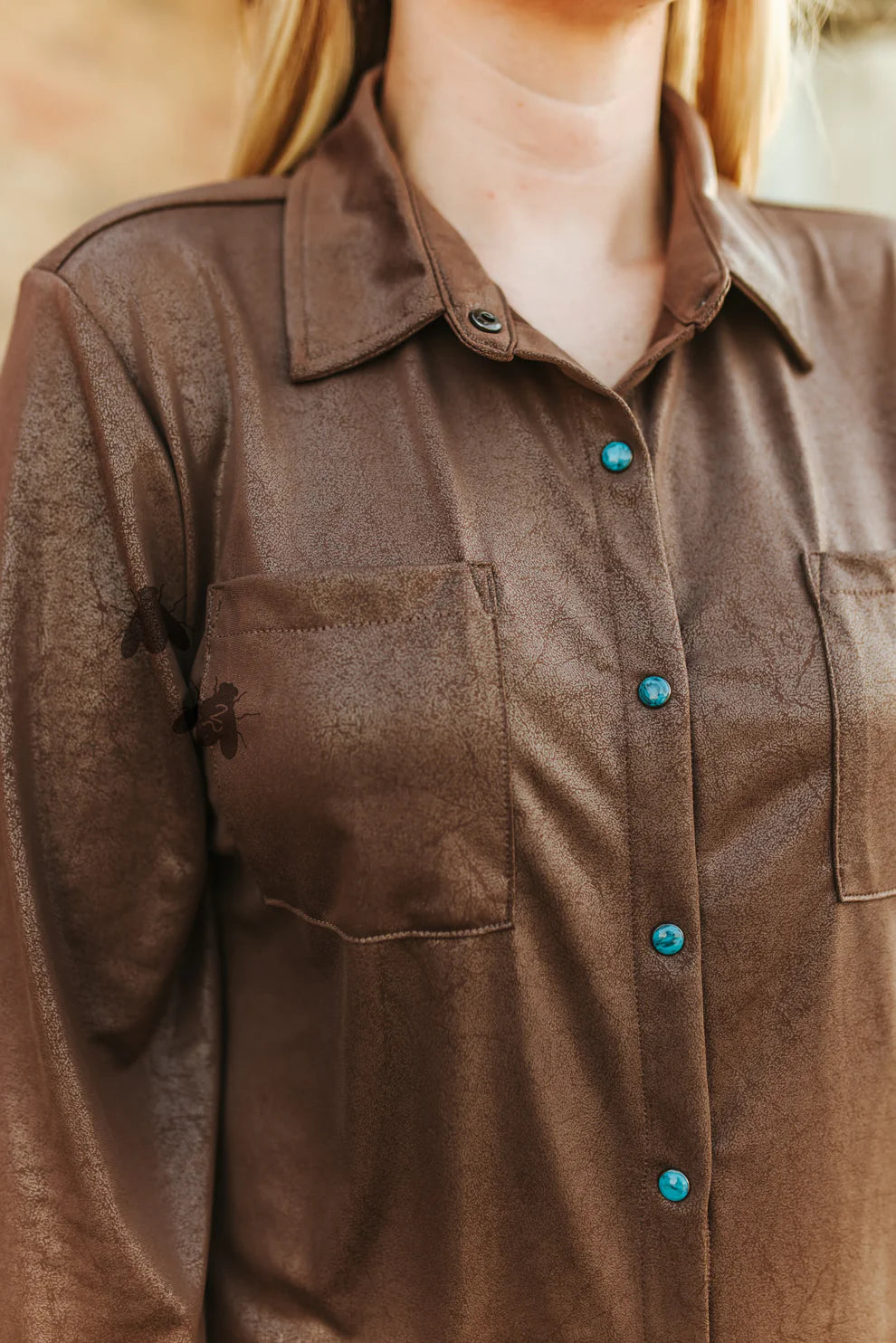 *SALE* Leather Lux Button Down Chocolate