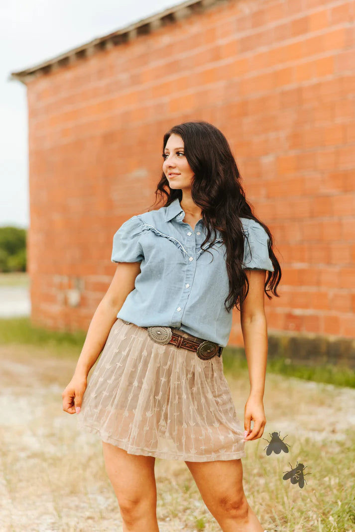 Rowdy Ruffles Denim Top