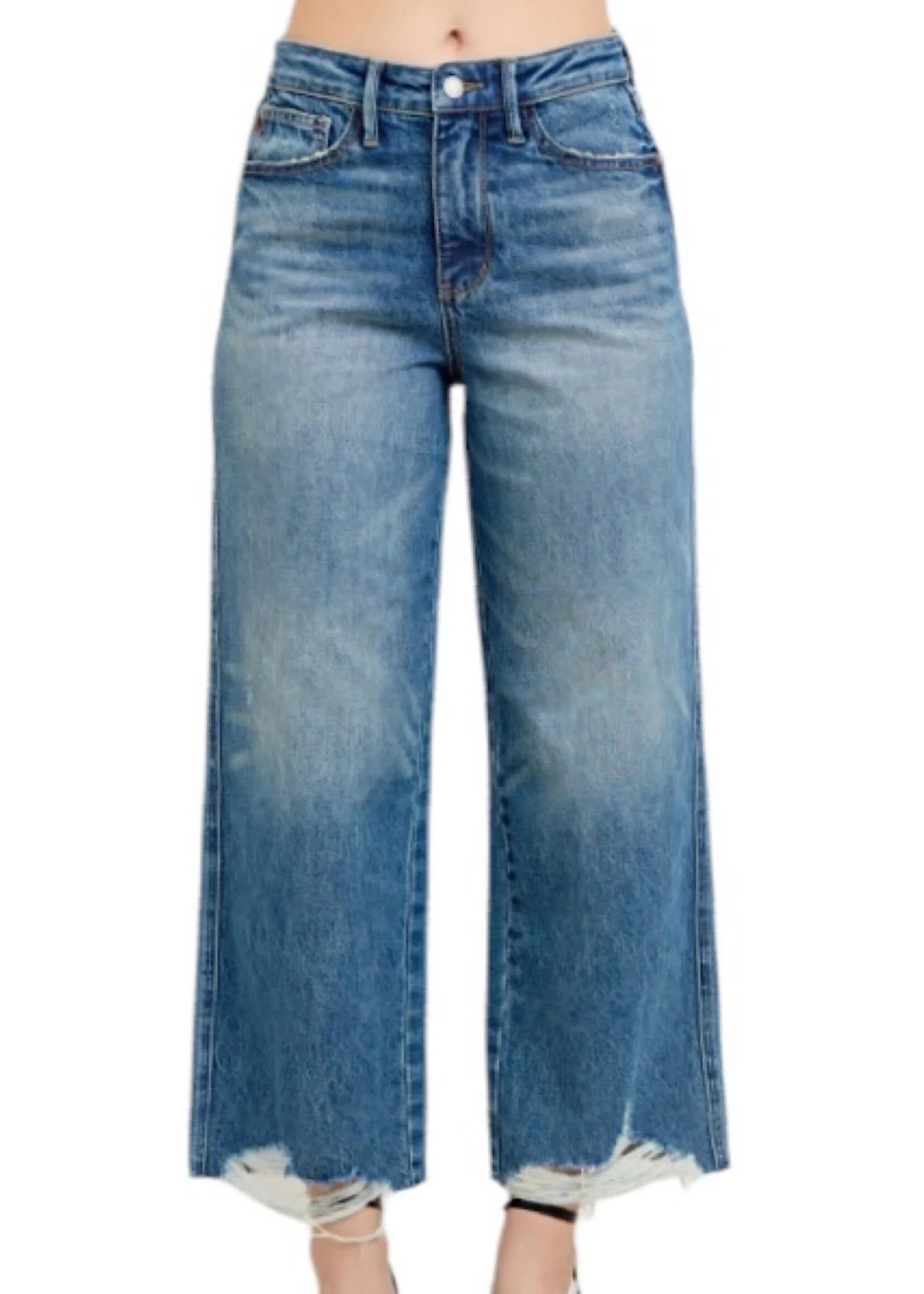 JUDY BLUE HIGH WAIST MAGIC DESTROY HEM CROP WAIST