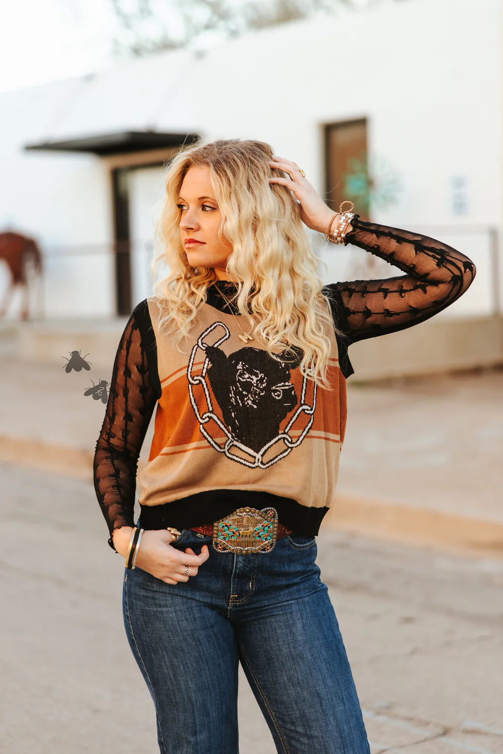 Midnight Black Lariat Lace Long Sleeve